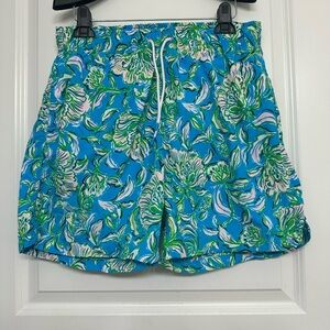 Lilly Pulitzer Men’s Capri Trunk Swim Shorts S Blue Floral Print